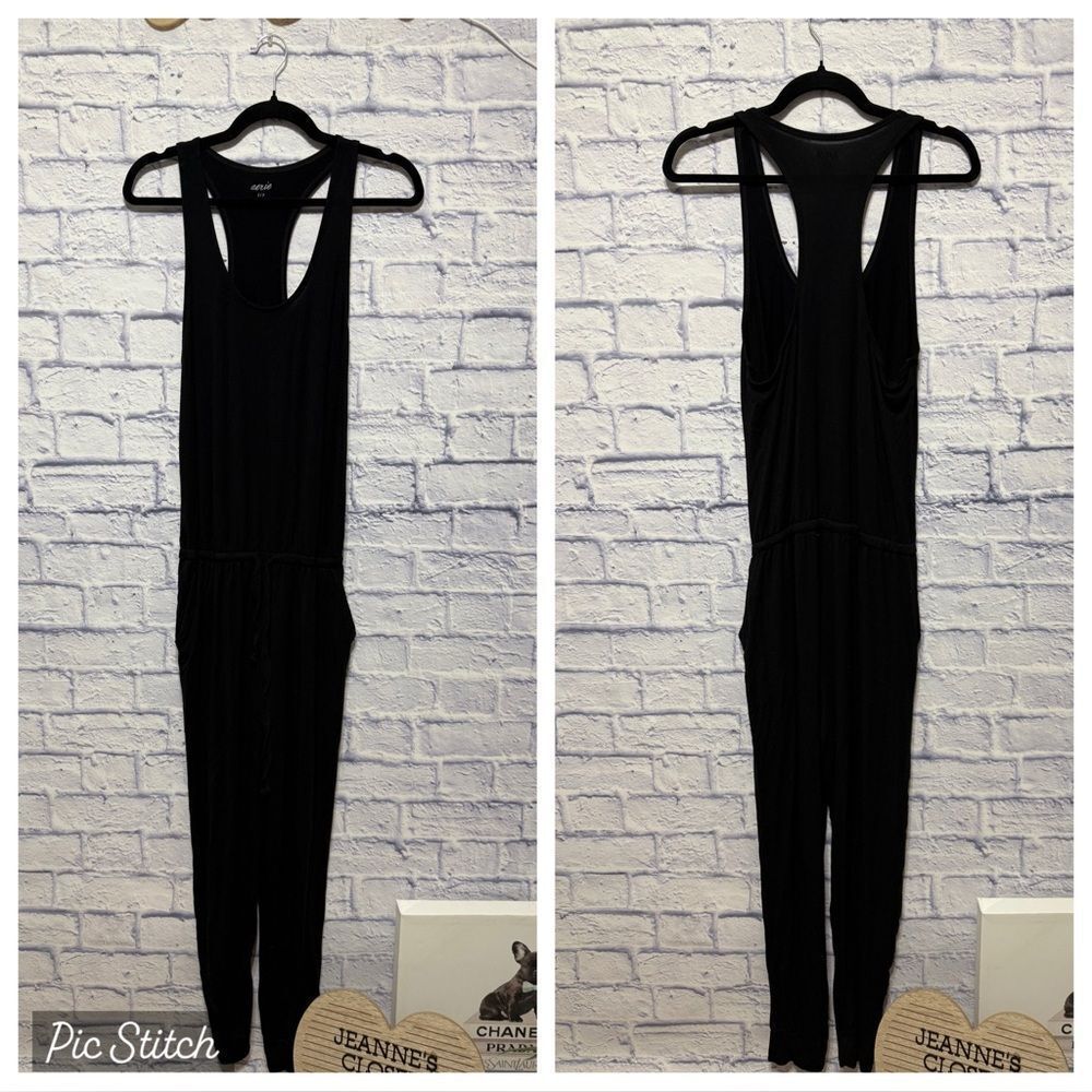 Aerie Racerback Tank Jumpsuit Jogger Black small - Picture 4 of 13